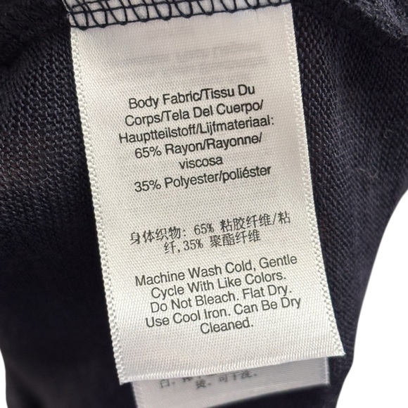 DKNY Dark Navy Blue Sheer Long Sleeve Top Size Medium NWT Womens - Picture 8 of 12